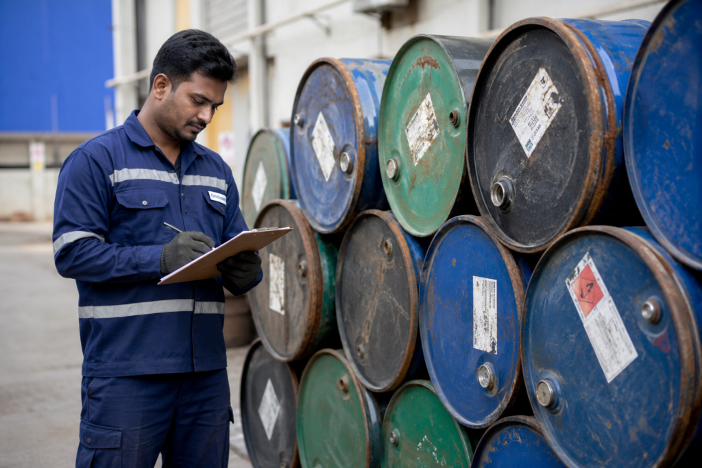 barrel cleaning worker